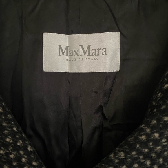 Max Mara Wool Cashmere Black&White Tweed Coat Size 4 - Picture 2 of 7
